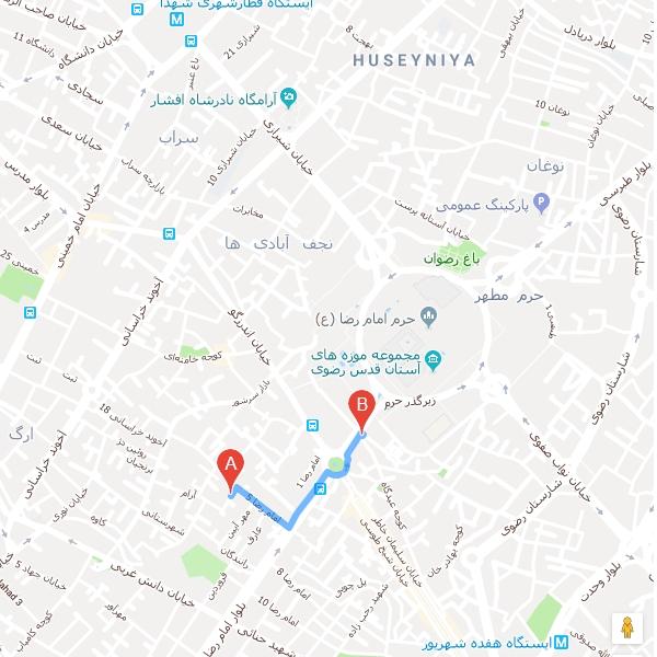 تصویر نقشه هتل آپارتمان نور مشهد